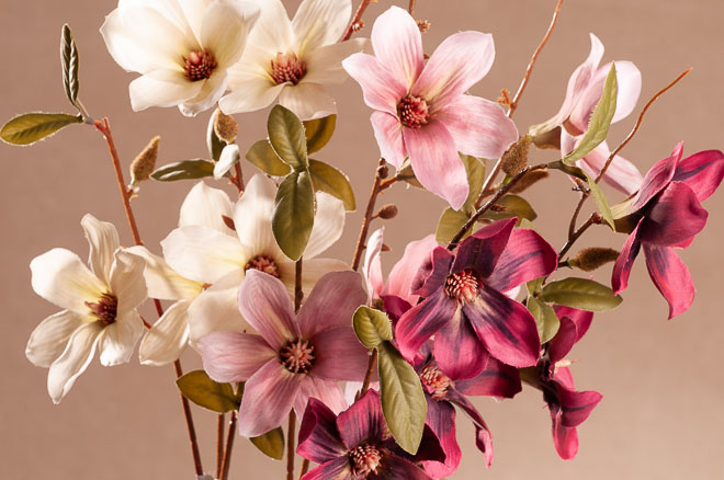 F312- Umělé magnolie růžové, červené a bílé od Paramit